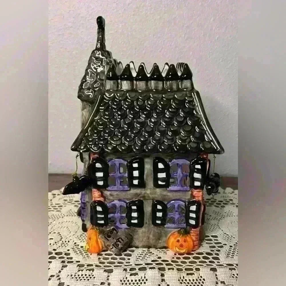 Vintage‎ JC PENNEY Haunted House Ceramic Ghosts Owl Bats Pumpkins Luminary Light